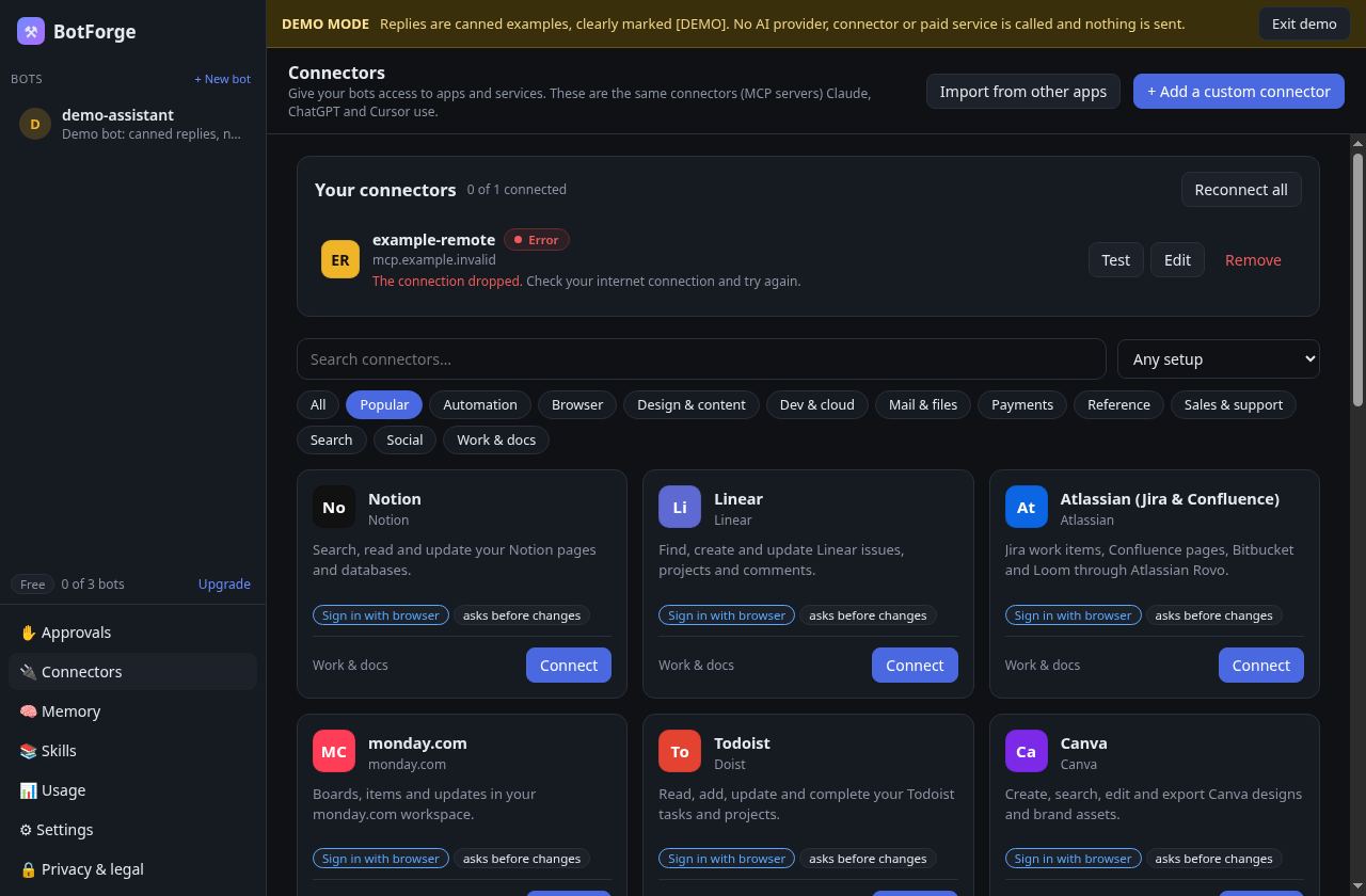 Okaycrew Connectors gallery with search and categories